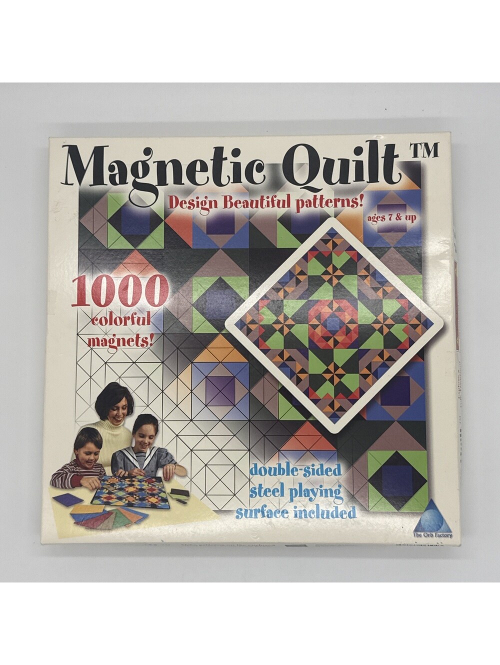 Vintage The Orb Factory Magnetic Quilt Pattern Design Toy Steel Board Manual